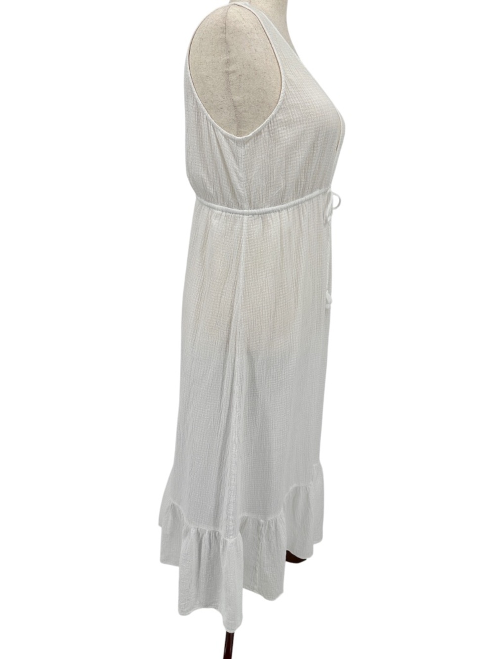 J. Crew Deep V-Neck Crinkle Cotton Soft Gauze Midi Dress Beach Cover-Up White XL - Picture 6 of 9